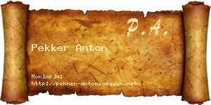 Pekker Anton névjegykártya